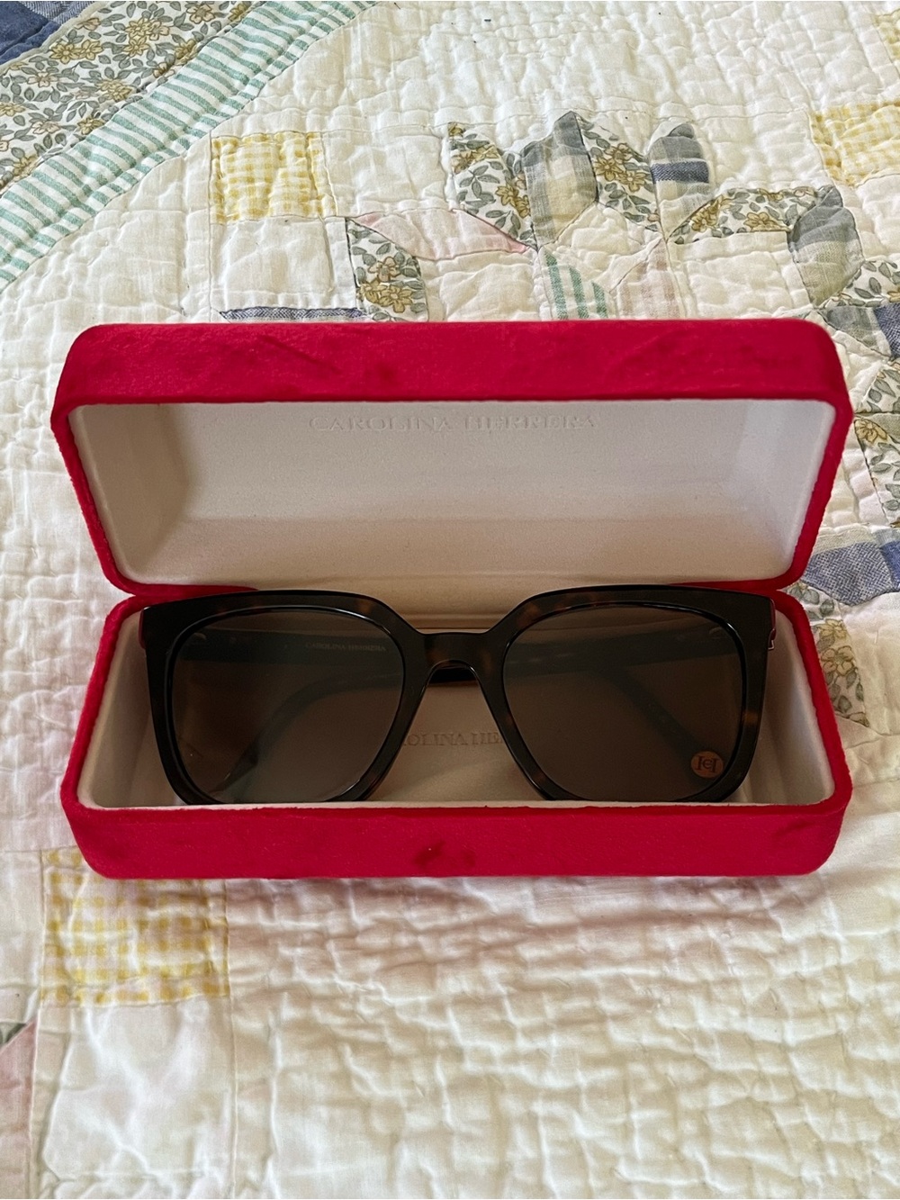 Carolina Herrera Brown Tortoiseshell Sunglasses
